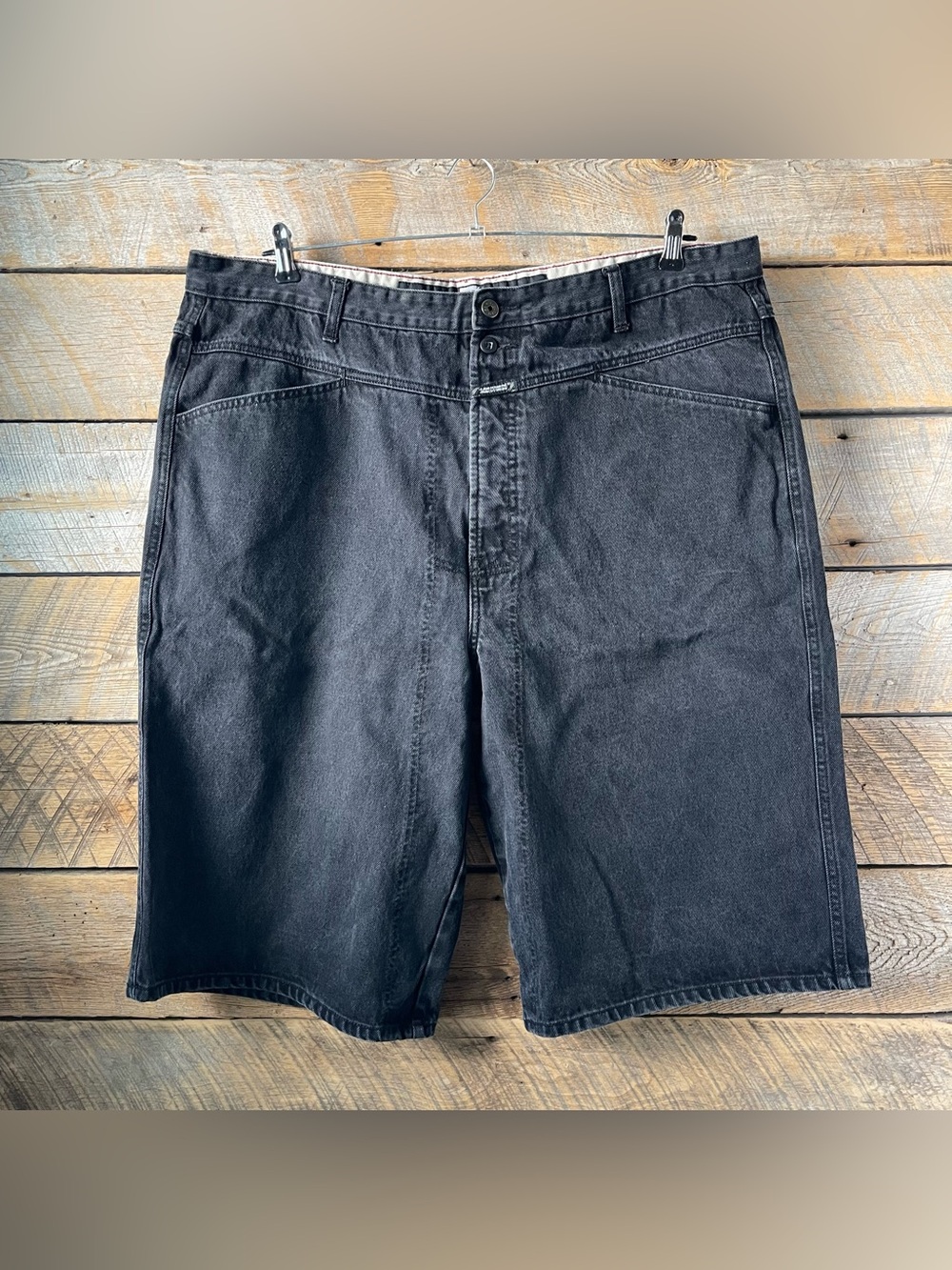 Y2K Marithe Francois Girbaud Shorts 42 Black Denim Loose Fit Big & Tall